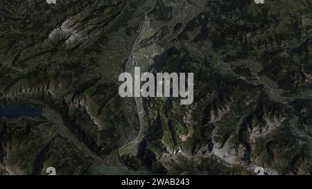 Liechtenstein evidenziato su una mappa satellitare ad alta risoluzione Foto Stock