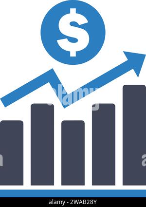 Segno di aumento del denaro | segno di aumento degli investimenti | icona di crescita del denaro | crescita degli investimenti Illustrazione Vettoriale