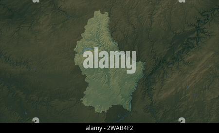 Lussemburgo evidenziato su una mappa colorata con laghi e fiumi Foto Stock