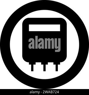 Contatore elettrico domestico la potenza elettrica conta l'energia icona dell'apparecchiatura di misurazione del consumo in cerchio rotondo nero illustrazione vettoriale a tinta unita Illustrazione Vettoriale