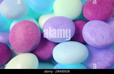 Cumulo di blu e magenta tonalità di colore a forma rotonda caramelle per lo sfondo o il banner Foto Stock