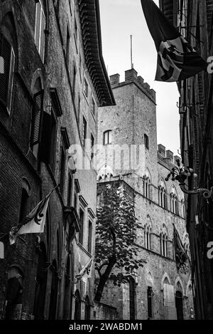 Palazzo Chigi-Saracini in via di città nel centro storico di Siena Foto Stock