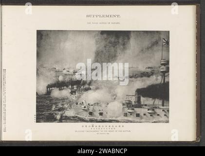 Nave ammiraglia 'Matsushima' nel mezzo della battaglia, nel 1894 o dopo - nel o prima del 1895 stampa fotomeccanica navi collotipo giapponesi in carta (in generale). battaglia Foto Stock