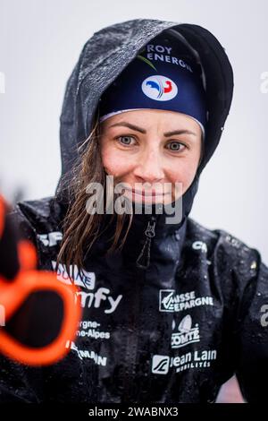 Justine Braisaz-Bouchet francese in azione durante la sessione di allenamento prima della BMW IBU World Cup Biathlon a Oberhof, Germania, 3 gennaio 2024. Foto Stock