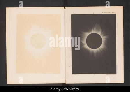 Produzione fotografica di un disegno, che rappresenta l'eclissi solare del 6 maggio 1883, Annan & Swan, dopo W. H. Wesley, dopo il 1883 - in o prima del 1889 stampa fotomeccanica carta Caroline eclissi solare totale con corona Zon Foto Stock
