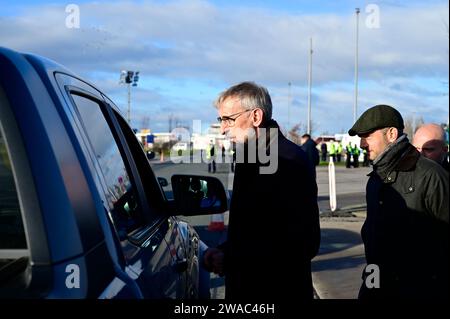 Neujahrsbesuch - Innenminister Armin Schuster informiert sich an der Grenze über die Kontrollen, Bundespolizeiinspektion Ludwigsdorf, an der Autobahn Foto Stock