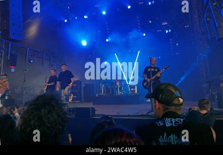 Motocultor festival, musica metal, concerto Landmvrks, Carhaix, Finistere, Bretagne, Francia, Europa Foto Stock