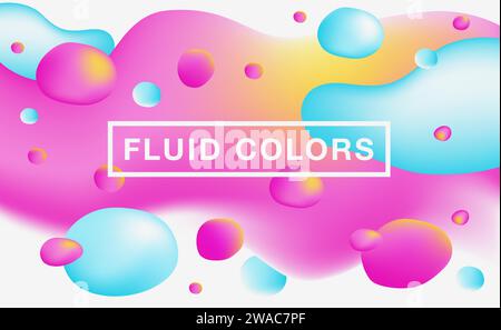 Colori fluidi. Illustrazioni creative sfumate. Set di design abstract Liquid Color. Modello per newsletter sulla moda, poster per stampa o Web, media, Illustrazione Vettoriale
