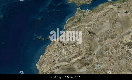 Marocco delineato su una mappa satellitare ad alta risoluzione Foto Stock