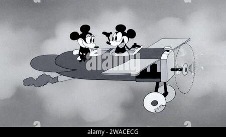 Una cornice di Topolino e Minnie mouse nel film animato del 1928 Plane Crazy Foto Stock