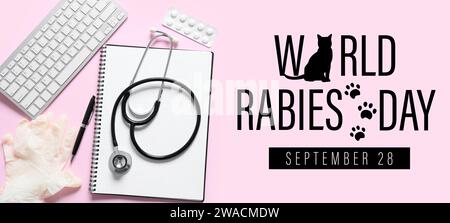 Banner di sensibilizzazione per la giornata Mondiale della rabbia Foto Stock