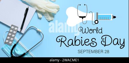 Banner di sensibilizzazione per la giornata Mondiale della rabbia Foto Stock