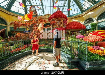 Conservatorio decorato con fiori Bellagio Hotel Las Vegas, Nevada, USA Foto Stock