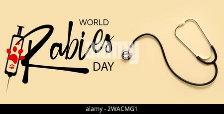Banner di sensibilizzazione per la giornata Mondiale della rabbia con stetoscopio Foto Stock