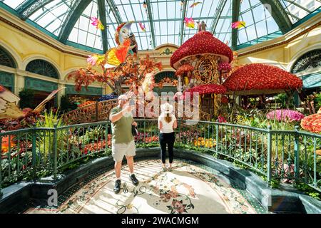 Conservatorio decorato con fiori Bellagio Hotel Las Vegas, Nevada, USA Foto Stock