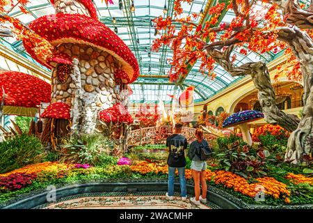 Conservatorio decorato con fiori Bellagio Hotel Las Vegas, Nevada, USA Foto Stock