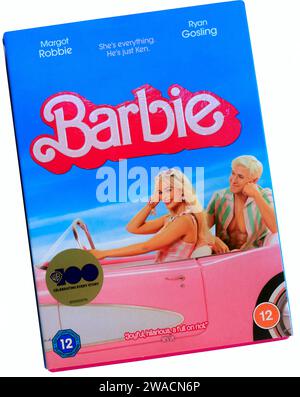 Custodia DVD per film Barbie. Configurazione studio. Dicembre 2023 Foto Stock