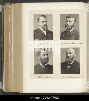Ritratti di quattro membri della camera bassa dello stato di New York, c. 1872 - in o prima del 1882 stampa fotomeccanica in alto a sinistra George W. Robertson, in alto a destra Theodore Roosevelt, in basso a sinistra Albert M. Ross, sotto Abram L. Schermerhorn. Stati Uniti d'America collotipo di persone storiche (ritratti e scene della vita) (+ testa (e spalle) (ritratto)) Foto Stock