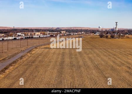 Bailey Yard, il più grande cantiere di classificazione ferroviaria del mondo, Union Pacific Railroad, North Platte, Nebraska, USA [nessun rilascio di proprietà; licenze editoriali Foto Stock