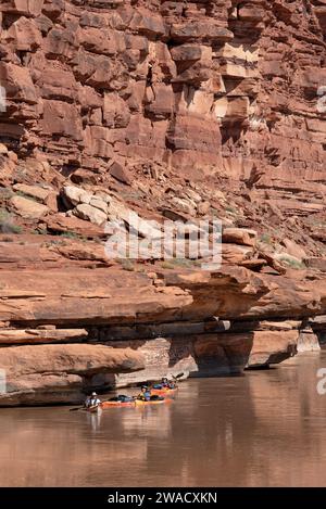 Gita sul fiume Green nel Canyonlands National Park, Utah. Foto Stock