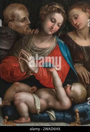 Prospero Fontana: "Vergine col bambino con i Santi Francesco d'Assisi e Caterina d'Alessandria" (ca 1539-1540) Foto Stock