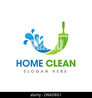 Design del logo Business del servizio di pulizia. Icona del simbolo della finestra con spruzzo d'acqua isolato sulla lettera U Illustrazione Vettoriale