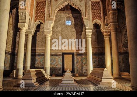 Camera delle dodici colonne, necropoli saadiana Foto Stock