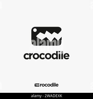 Semplice sommario lettera C per modello vettoriale icona logo coccodrillo su sfondo bianco Illustrazione Vettoriale