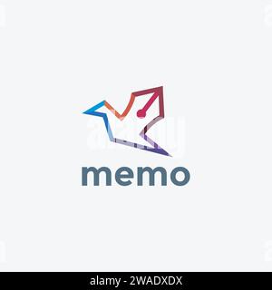 Astratta colorata icona del logo della penna uccellina modello vettoriale su sfondo bianco Illustrazione Vettoriale