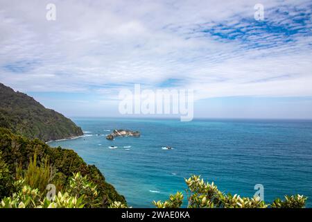 La vista del Knights Point Lookout a Haast, nuova zelanda. Foto Stock