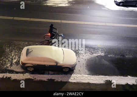 Copenaghen, Danimarca /04 gennaio 2024/caduta di neve e clima freddo capitale danese.. Foto: Francis Joseph Dean/Dean Pictures Foto Stock