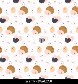 Modello bohémien baby. Motivo cucciolo senza cuciture in stile boho. Illustrazione Vettoriale