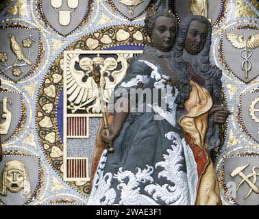 Dettaglio del famoso Ankeruhr Jugendstil in Vienna Foto Stock