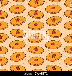 Biscotti con motivo senza cuciture illustrazione vettoriale diversi biscotti con marmellata. Illustrazione Vettoriale