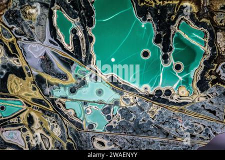 Dettaglio di Una sezione trasversale di Una gemma Wardite Foto Stock