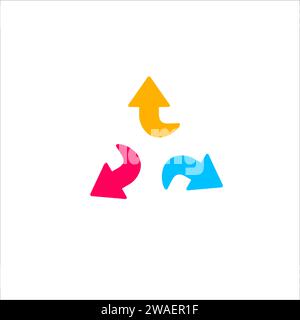 freccia opzione opportunità di decisione a 3 vie. Segnale di scelta del percorso in tre direzioni. Illustrazione del vettore di stock isolata su sfondo bianco. Illustrazione Vettoriale