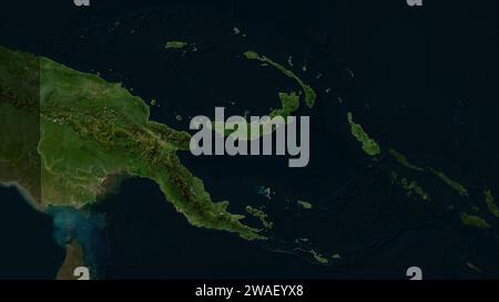 Papua nuova Guinea evidenziata su una mappa satellitare a bassa risoluzione Foto Stock