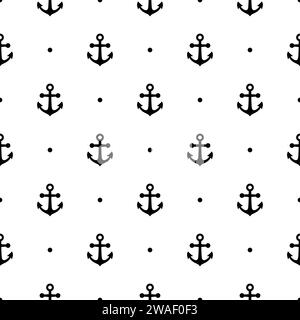 Ancoraggi per navi motivo marino senza cuciture. Apparecchio per ormeggio imbarcazioni nautiche, accessorio tradizionale per navi. Marina, flotta oceanica, vettore di fondo del porto Illustrazione Vettoriale