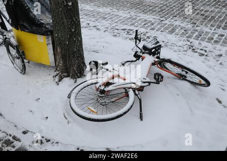 Copenaghen, Danimarca /04 gennaio 2024/caduta di neve e clima freddo capitale danese.. (Foto: Francis Joseph Dean/Dean Pictures) Foto Stock