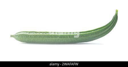 La frutta di zucca verde fresca è isolata su sfondo bianco con percorso di ritaglio. Foto Stock