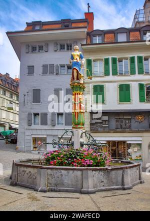 Fontaine de la Justice Losanna, Svizzera, Europa Foto Stock