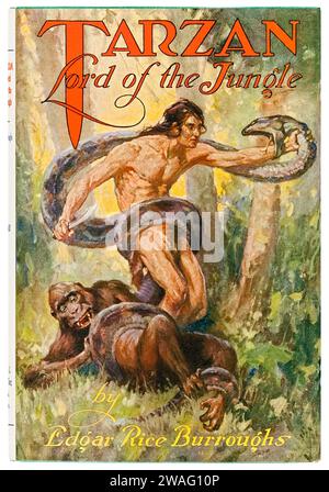 “Tarzan Lord of the Jungle” di Edgar Rice Burroughs (1875-1950). Fotografia della prima edizione del 1928 pubblicata da A. C. McClurg & Co., Chicago con illustrazioni di J. Allen St. John (1872-1957). Credito: Collezione privata / AF fotografie Foto Stock