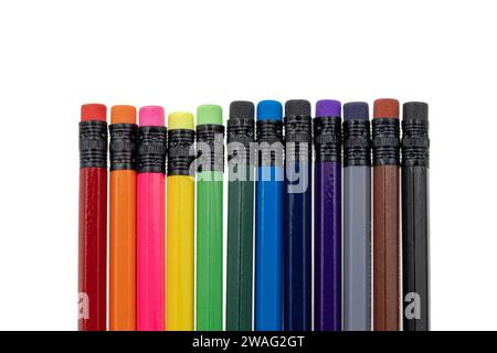 matite colorate con gomma colorata Foto Stock