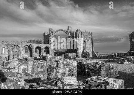 Lindisfarne Priory Foto Stock