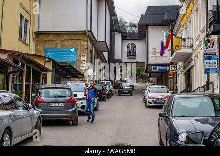 Veliko Tarnovo città, Bulgaria - 24 Marzo 2017. Tradizionale architettura bulgara nella vecchia città medievale area, Veliko Tarnovo città, Bulgaria Foto Stock