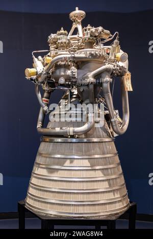 Londra, Regno Unito - 19 maggio 2023: Un motore a razzo a combustibile liquido RL-10A-1, il primo motore a razzo ad alta energia a idrogeno liquido/ossigeno liquido operativo al mondo Foto Stock