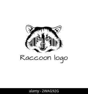 Illustrazione vettoriale in bianco e nero di un procione in stile minimalista. Può essere utilizzato per il logo e la stampa su qualsiasi sfondo Illustrazione Vettoriale