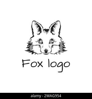 Illustrazione vettoriale in bianco e nero di una volpe in stile minimalista. Può essere utilizzato per il logo e la stampa su qualsiasi sfondo Illustrazione Vettoriale