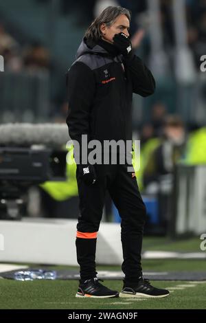 Torino, Italia. 4 gennaio 2024. Filippo Inzaghi allenatore della Salernitana reagisce durante la partita di Coppa Italia allo stadio Allianz di Torino. Il credito fotografico dovrebbe leggere: Jonathan Moscrop/Sportimage Credit: Sportimage Ltd/Alamy Live News Foto Stock