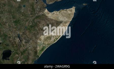 Somalia evidenziata su una mappa satellitare ad alta risoluzione Foto Stock